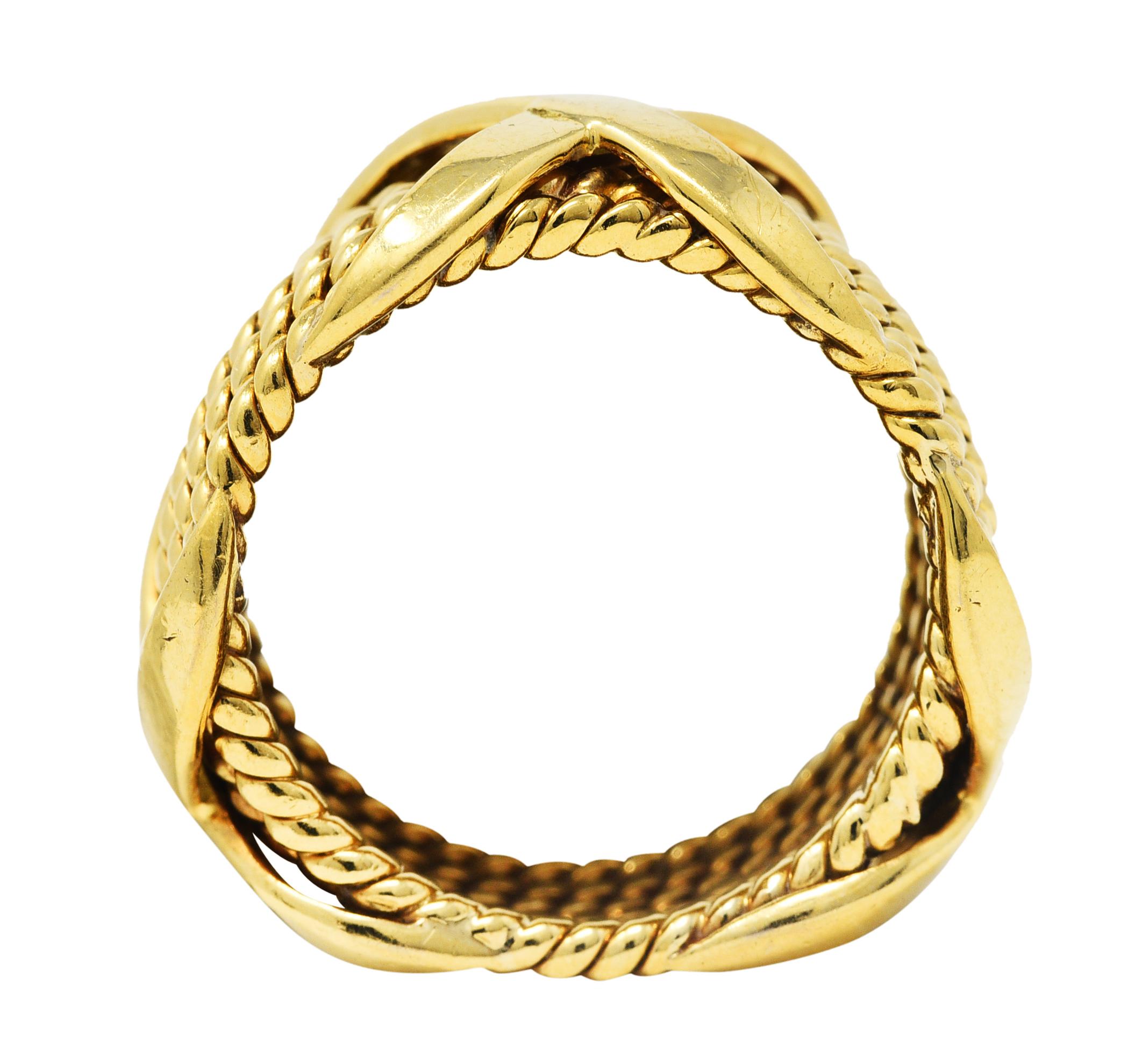 Schlumberger Tiffany & Co. 18 Karat Yellow Gold X Band Ring In Excellent Condition In Philadelphia, PA