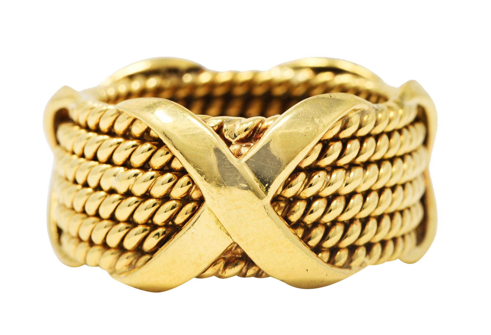 Women's or Men's Schlumberger Tiffany & Co. 18 Karat Yellow Gold X Band Ring