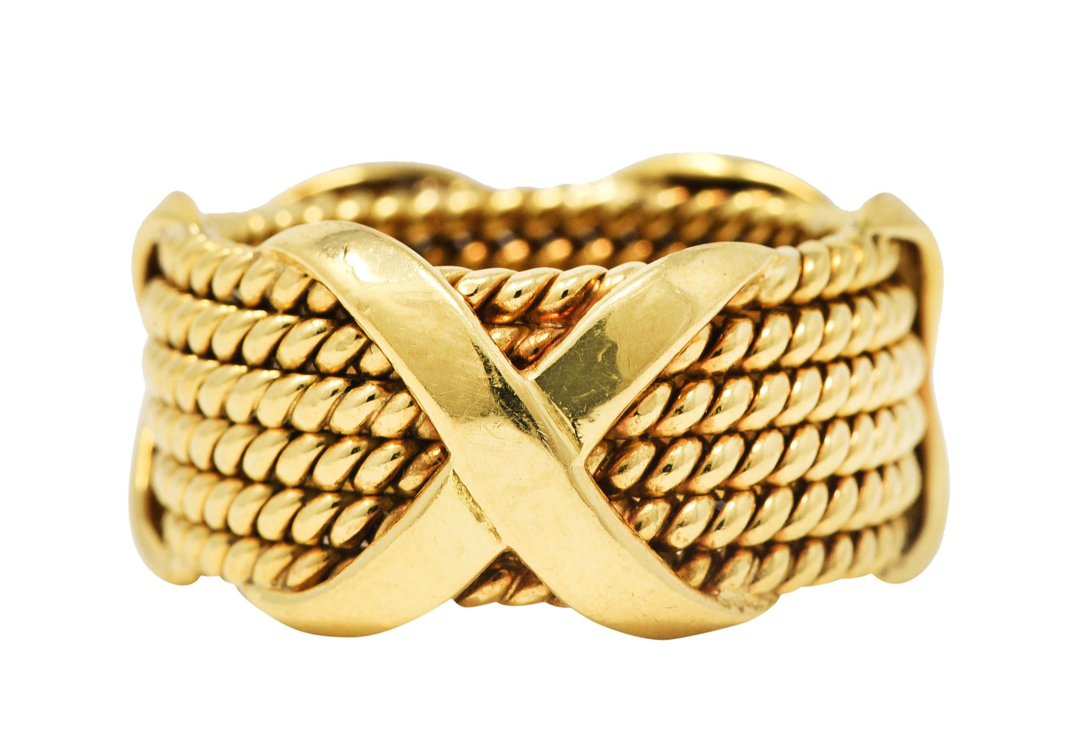 Schlumberger Tiffany & Co. 18 Karat Yellow Gold X Band Ring 3