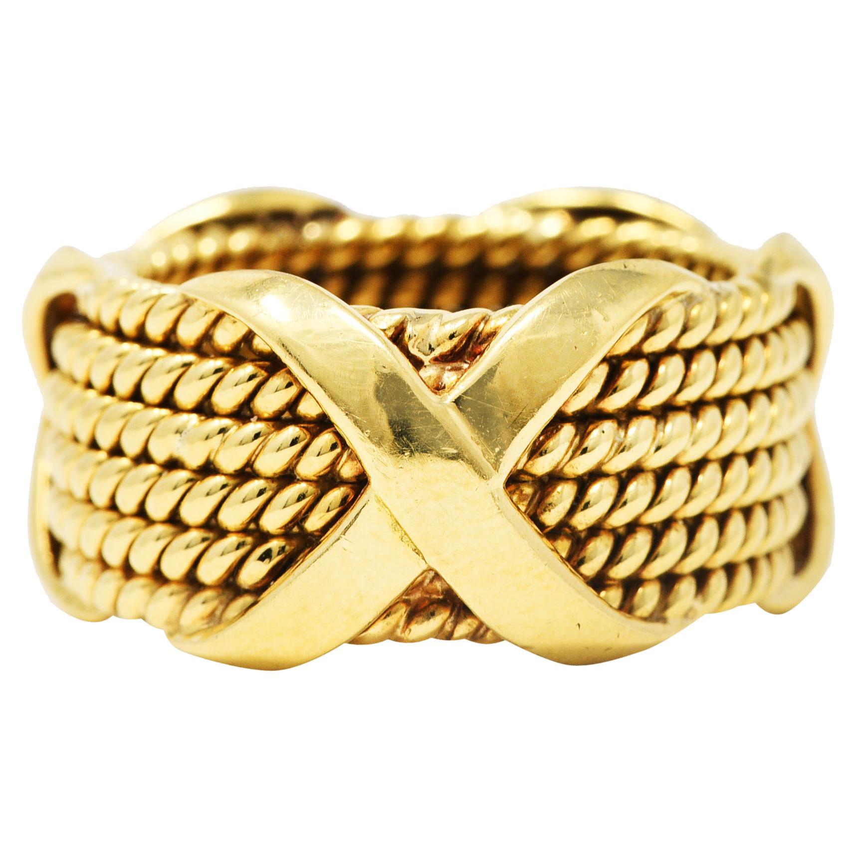Schlumberger Tiffany & Co. 18 Karat Yellow Gold X Band Ring
