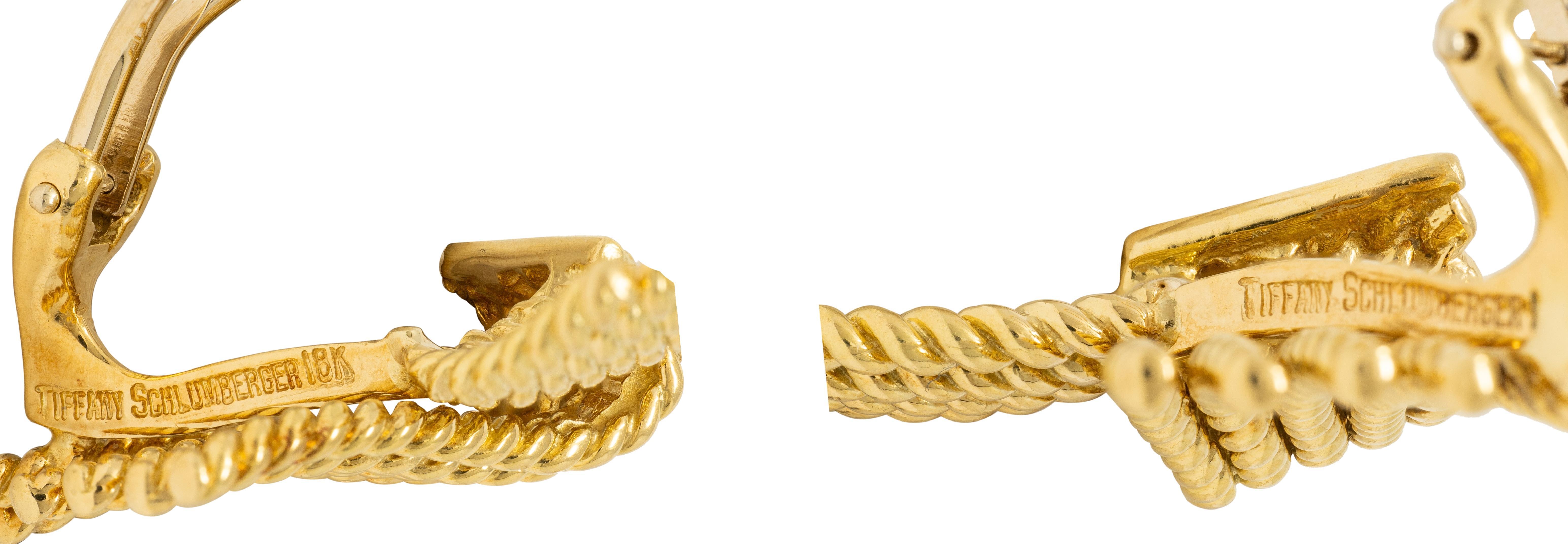 Schlumberger Tiffany & Co. 1960 18K Gold Vintage Fanning Rope Ear-Clip Earrings en venta 3