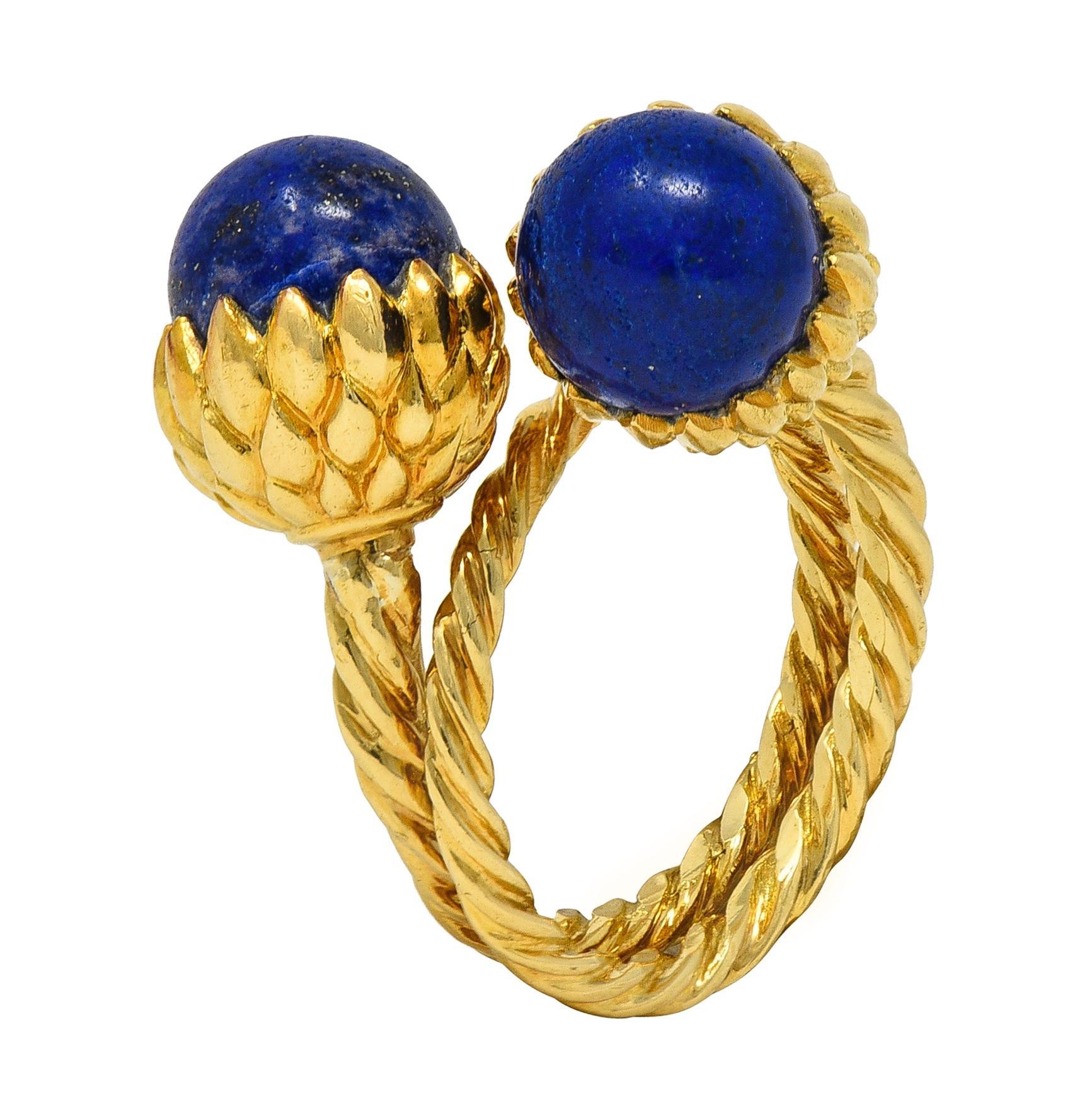Schlumberger Tiffany & Co. 1960 Lapis Lazuli Oro 18K Vintage Bypass Ring in vendita 5