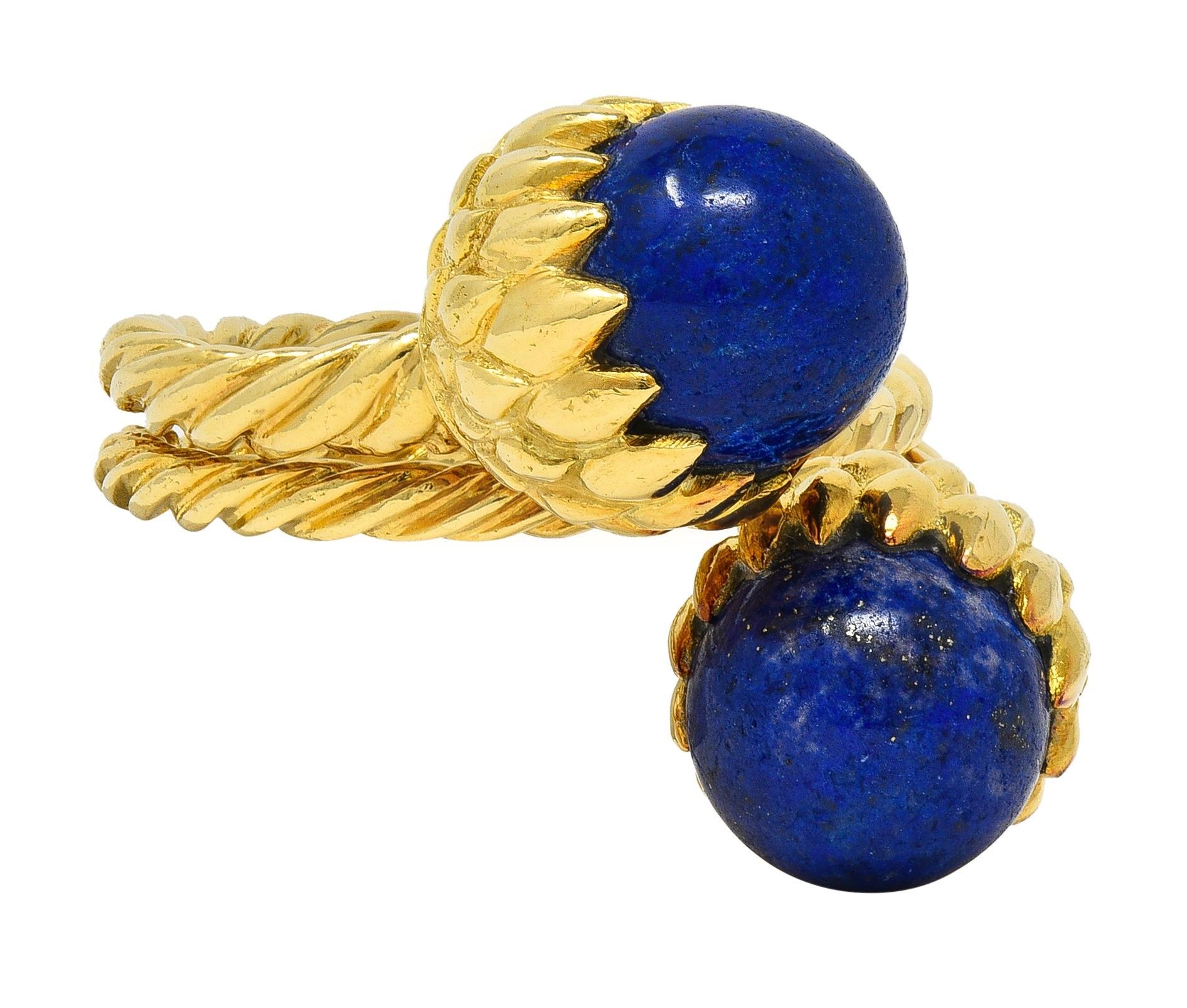 Cabochon Schlumberger Tiffany & Co. 1960 Lapis Lazuli Oro 18K Vintage Bypass Ring in vendita