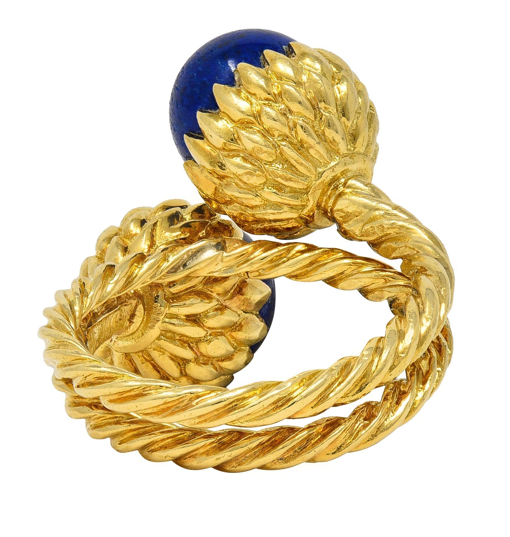 Schlumberger Tiffany & Co. 1960 Lapis Lazuli Oro 18K Vintage Bypass Ring In condizioni ottime in vendita a Philadelphia, PA