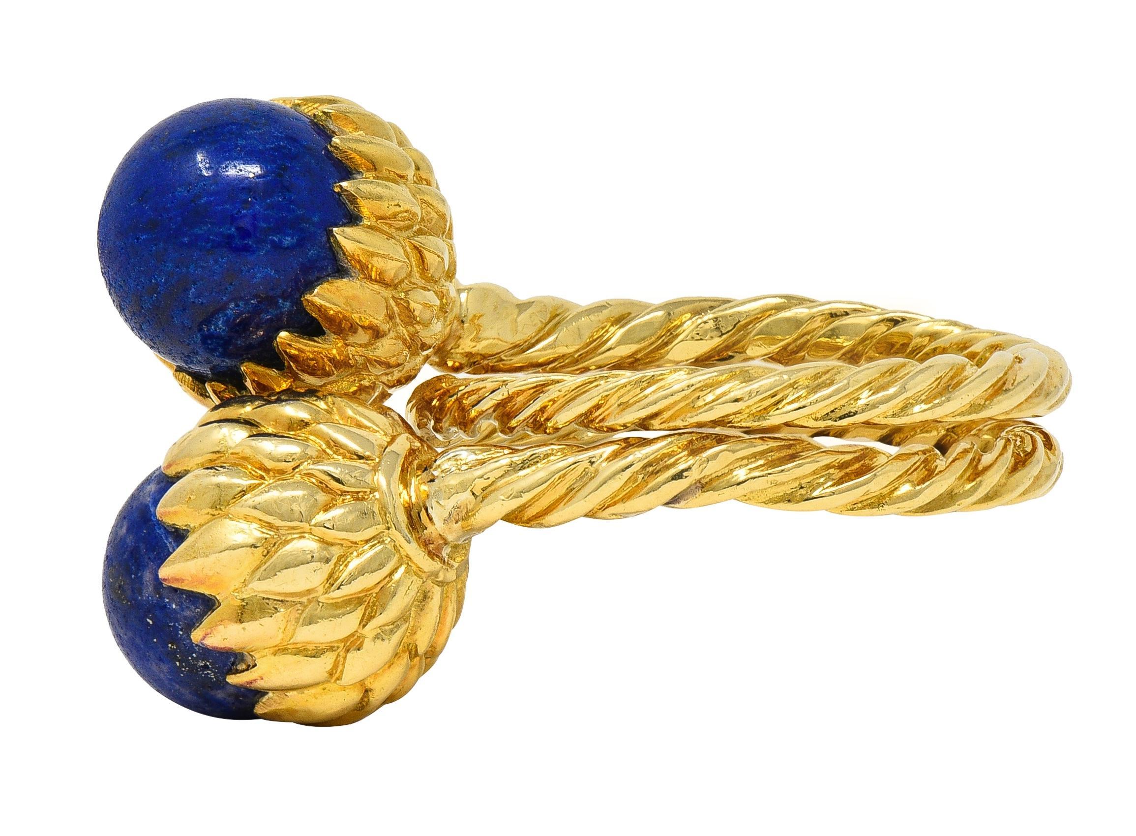 Schlumberger Tiffany & Co. 1960 Lapis Lazuli Oro 18K Vintage Bypass Ring in vendita 1