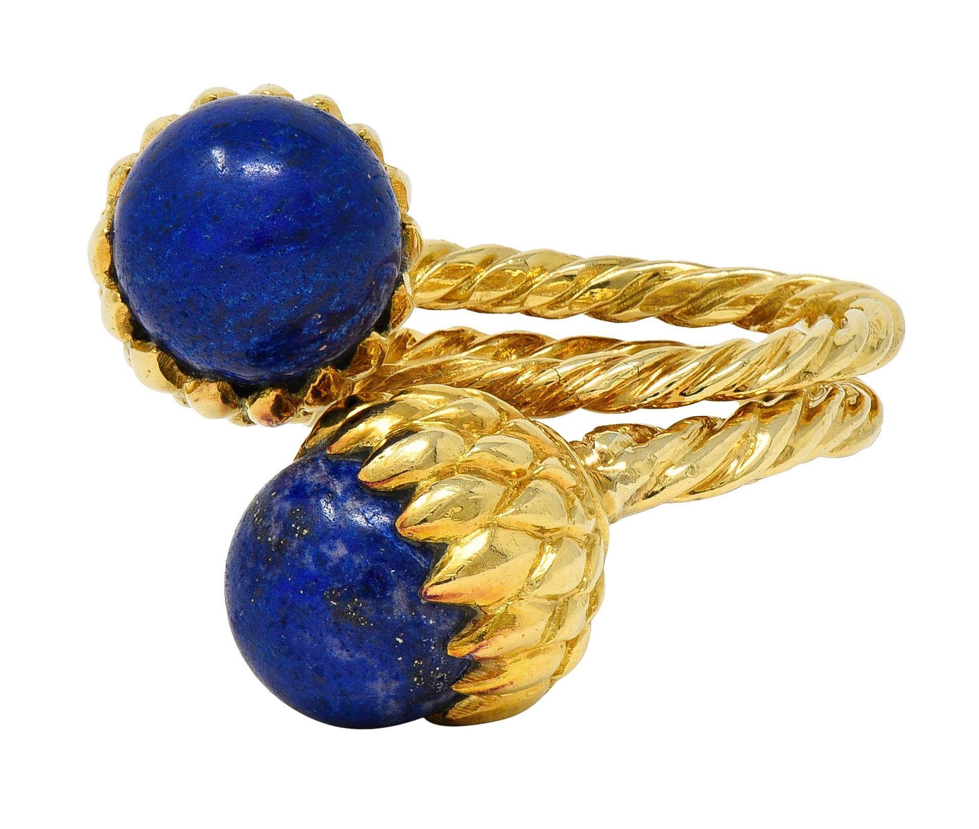 Schlumberger Tiffany & Co. 1960 Lapis Lazuli Oro 18K Vintage Bypass Ring in vendita 2