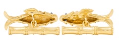 Schlumberger Tiffany & Co. 1960's Sapphire 18K Gold Vintage Fish Cufflinks