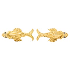 Schlumberger Tiffany
Co. 1960
s Sapphire 18K Gold Vintage Fish Cufflinks Schlumberger Tiffany
Co. 1960
s Sapphire 18K Gold Vintage Fish Cufflinks