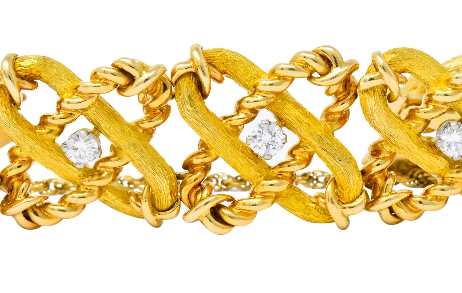 Schlumberger Tiffany & Co. 1970s French Diamond 18 Karat Gold Link Bracelet 2