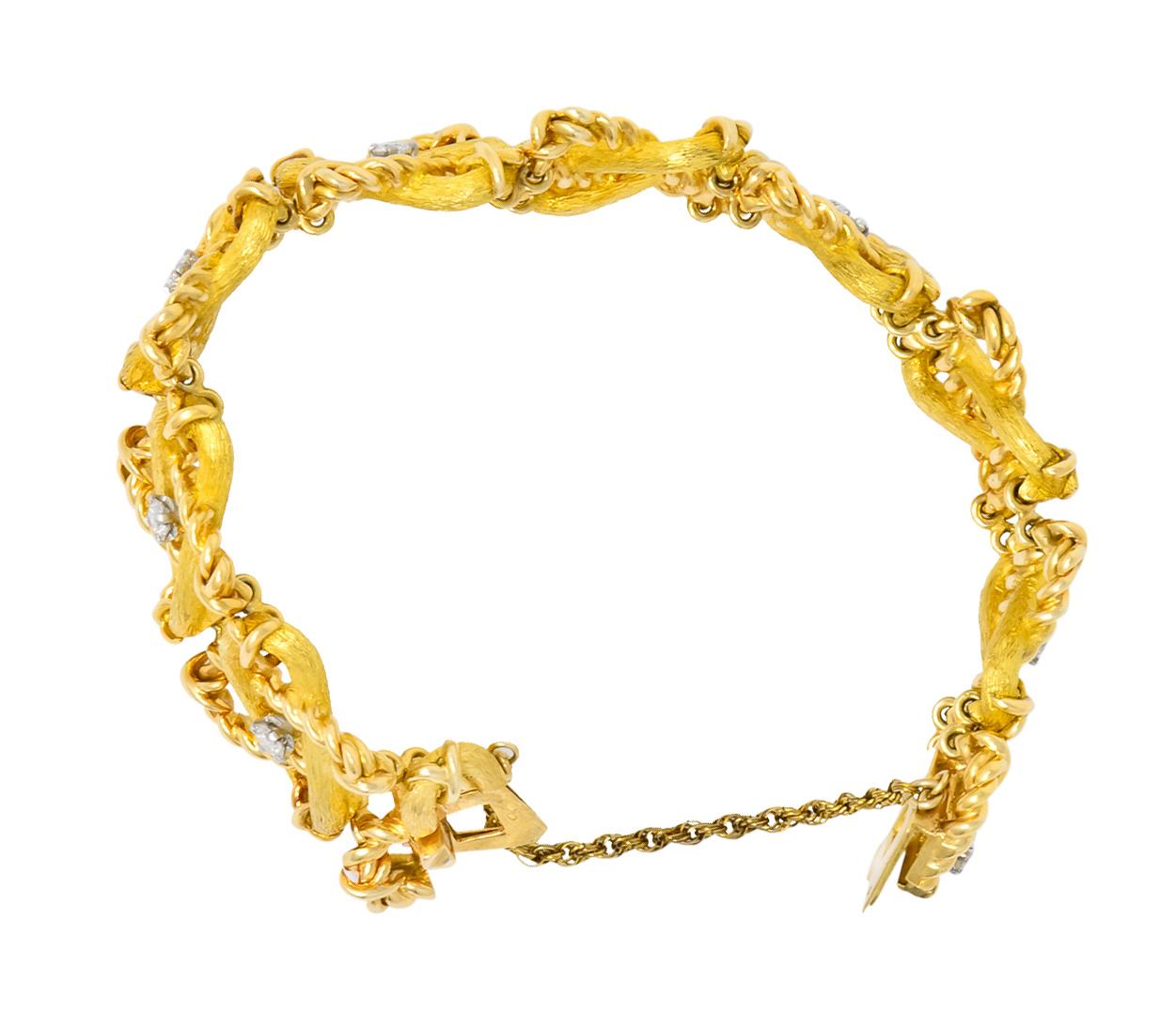 Schlumberger Tiffany & Co. 1970s French Diamond 18 Karat Gold Link Bracelet 3