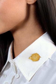 Schlumberger Tiffany & Co. 1980's Ruby 18K Yellow Gold Vintage Hedgehog Brooch