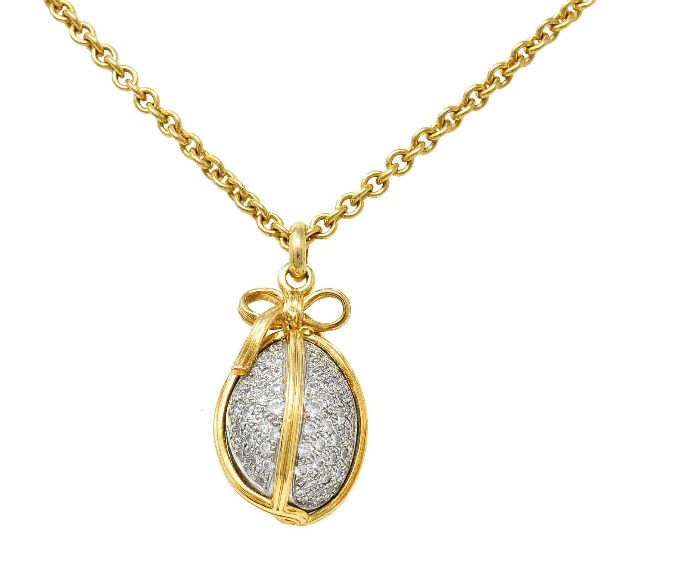 Schlumberger Tiffany & Co. 2.75 CTW Pave Diamond 18 Karat Gold Platinum Large Eg 8