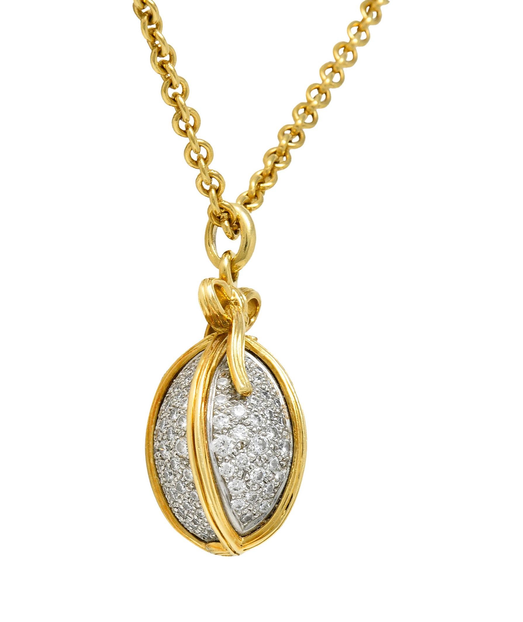 Round Cut Schlumberger Tiffany & Co. 2.75 CTW Pave Diamond 18 Karat Gold Platinum Large Eg