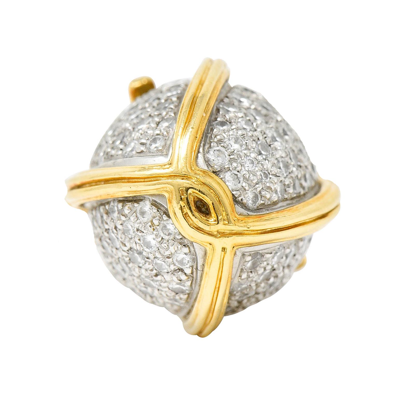 Schlumberger Tiffany & Co. 2.75 CTW Pave Diamond 18 Karat Gold Platinum Large Eg 4