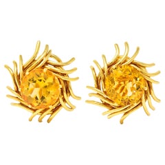 Schlumberger Tiffany & Co. Citrine 18 Karat Yellow Gold Vintage Woven Earrings