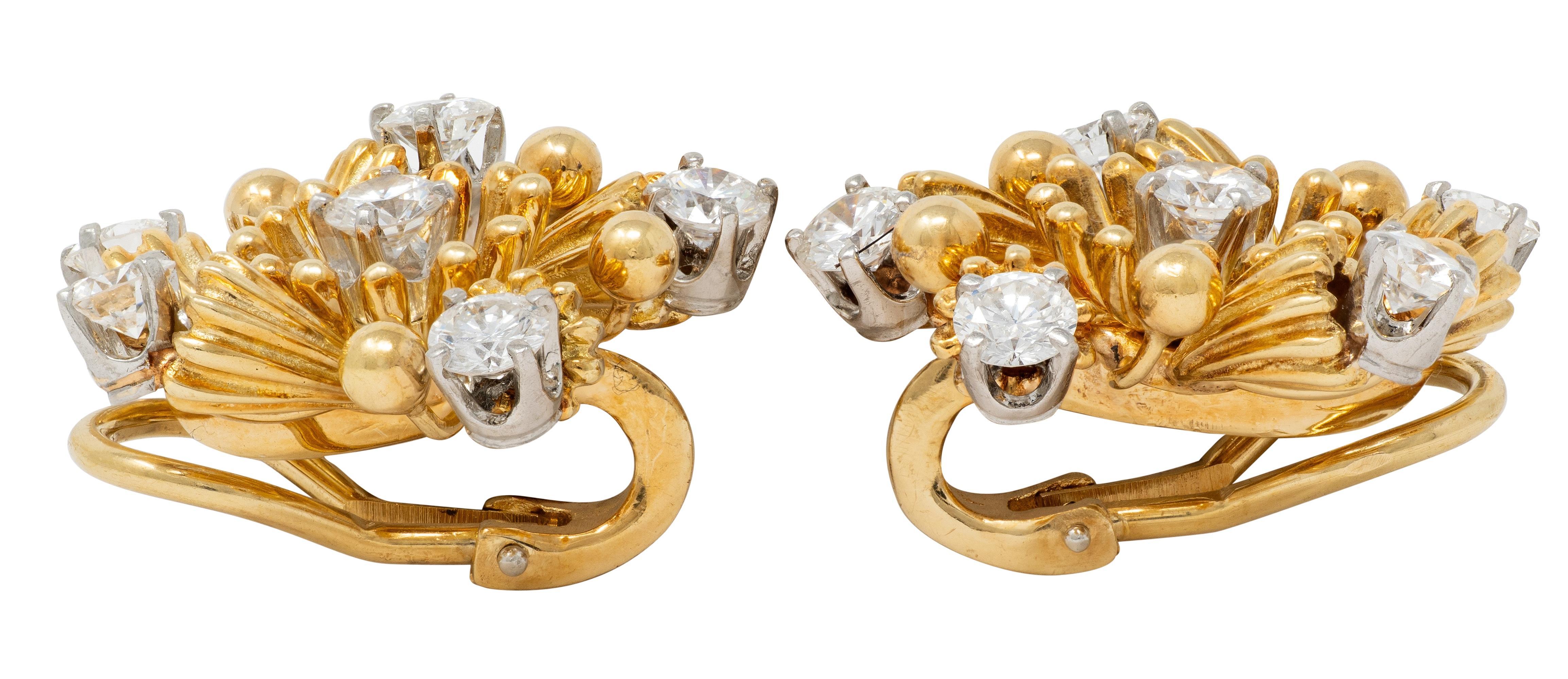 Schlumberger Tiffany & Co. Diamant 18K Gold Platin Vintage Star Burst Ohrringe im Angebot 2