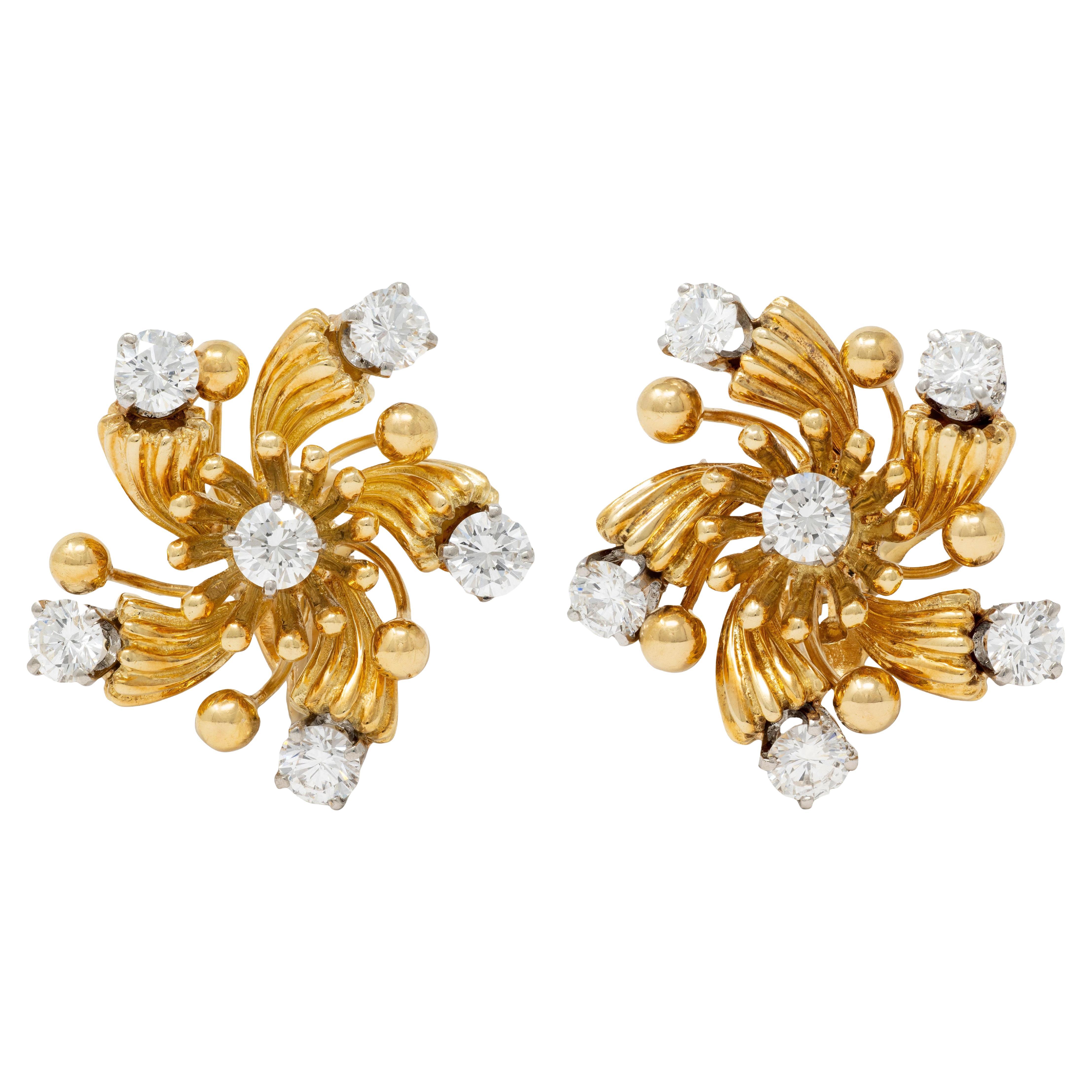 Schlumberger Tiffany
Co. Boucles d
oreilles en or 18K platine, diamant et étoiles vintage