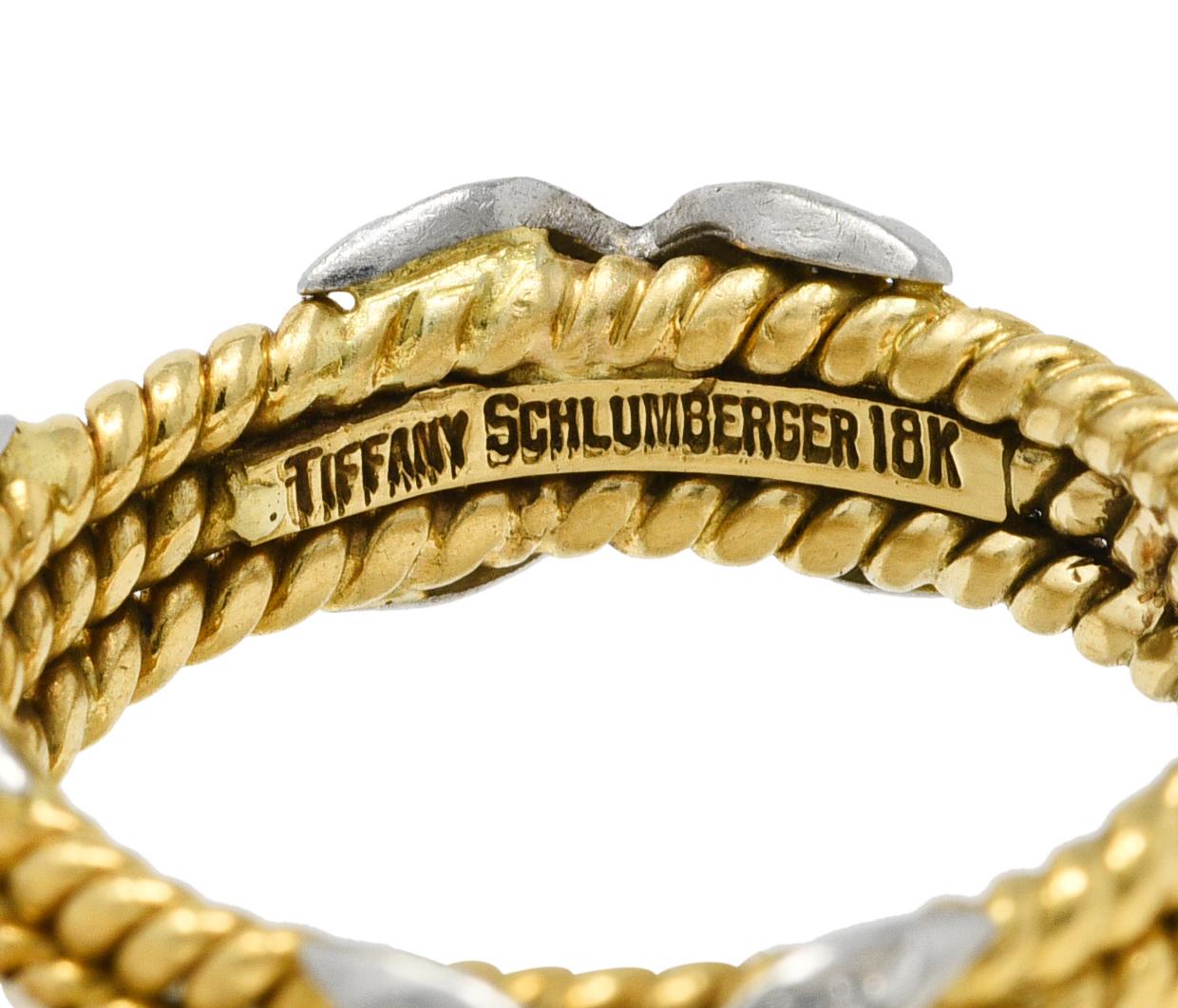 Schlumberger Tiffany & Co. X-Ring aus Platin mit Diamanten aus 18 Karat Gold im Zustand „Hervorragend“ in Philadelphia, PA