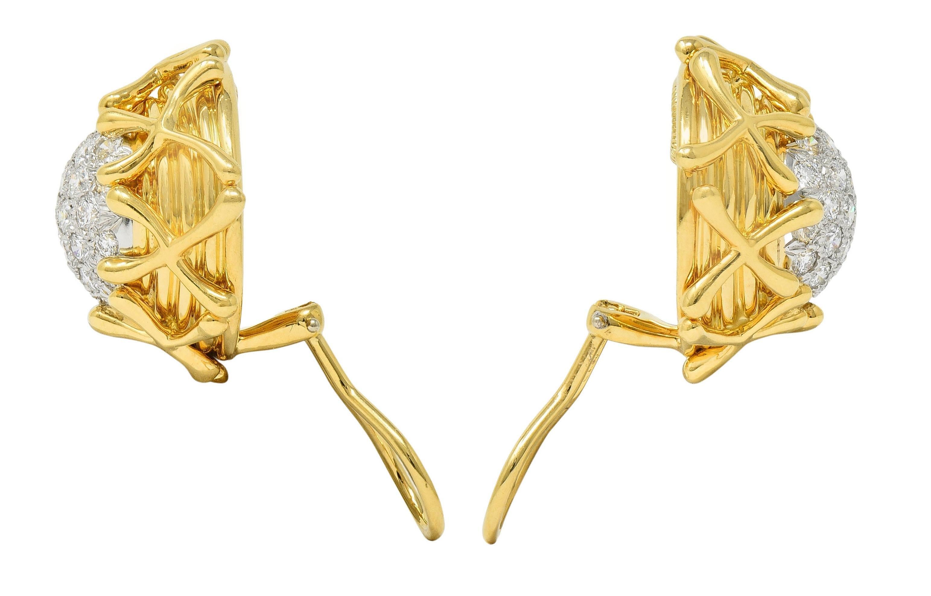 Women's or Men's Schlumberger Tiffany & Co. Diamond Platinum 18K Gold Multiplication Earrings