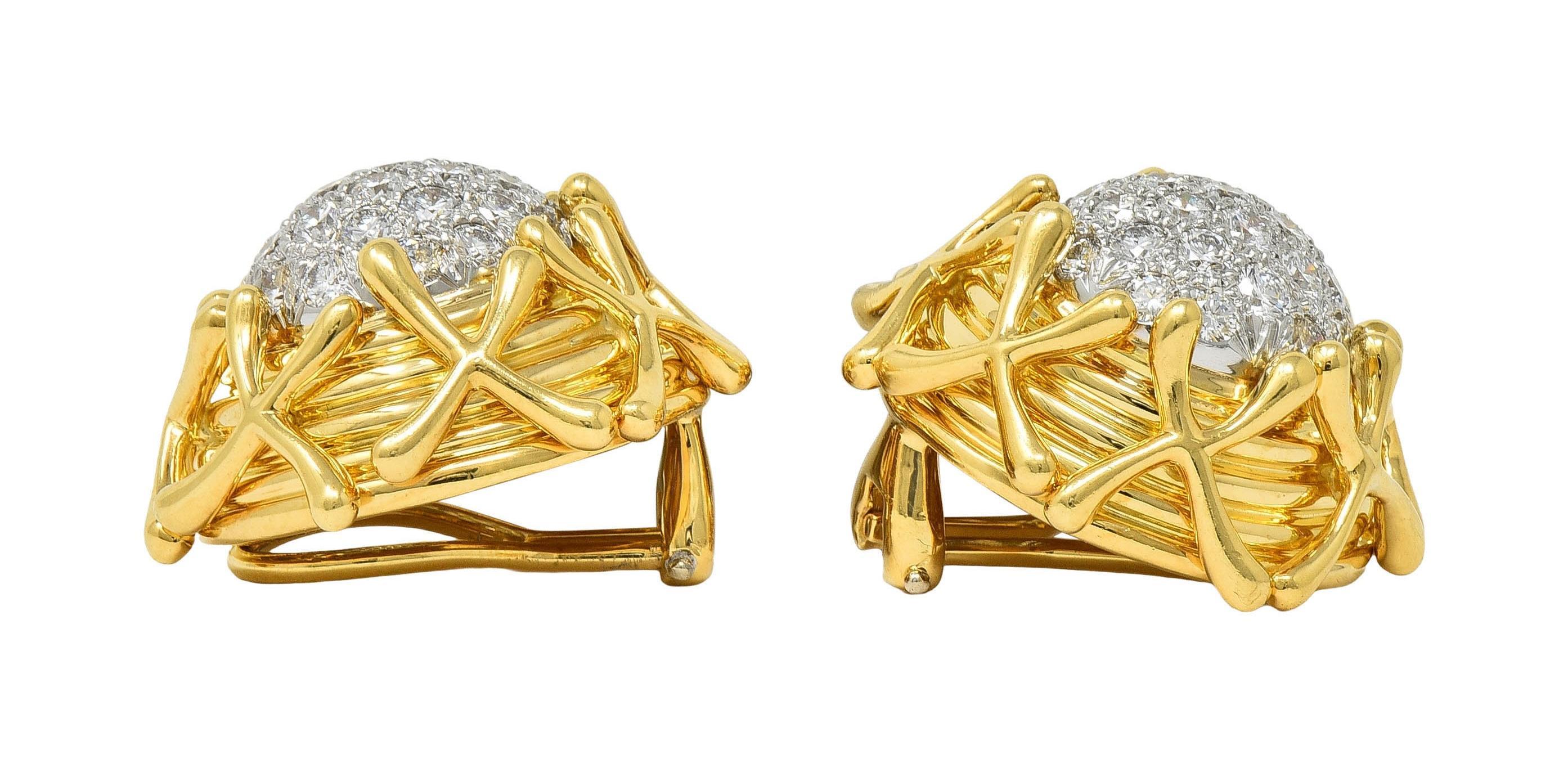 Schlumberger Tiffany & Co. Diamond Platinum 18K Gold Multiplication Earrings 2