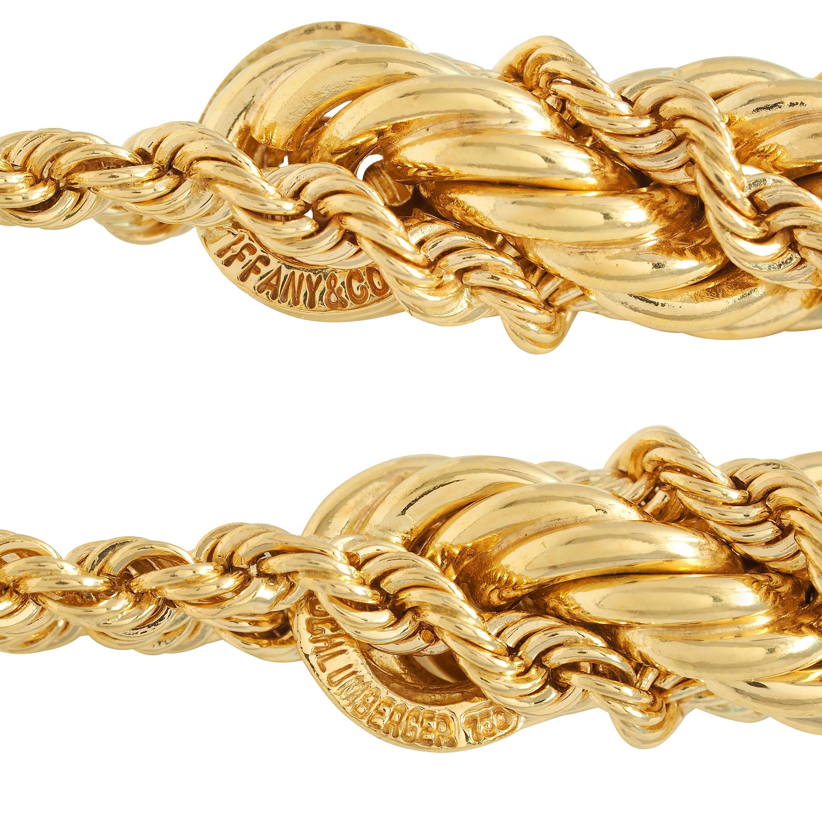 Schlumberger Tiffany & Co. Smaragd 18 Karat Gold gedrehte Seil Vintage Halskette mit Smaragd im Angebot 5