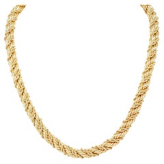 Schlumberger Tiffany & Co. Emerald 18 Karat Gold Twisted Rope Vintage Necklace