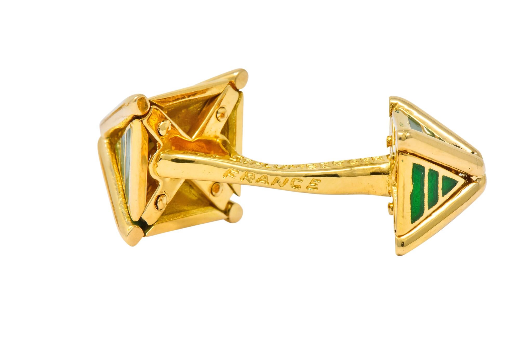 Schlumberger Tiffany & Co. Enamel 18 Karat Gold French Men's Cufflinks 4
