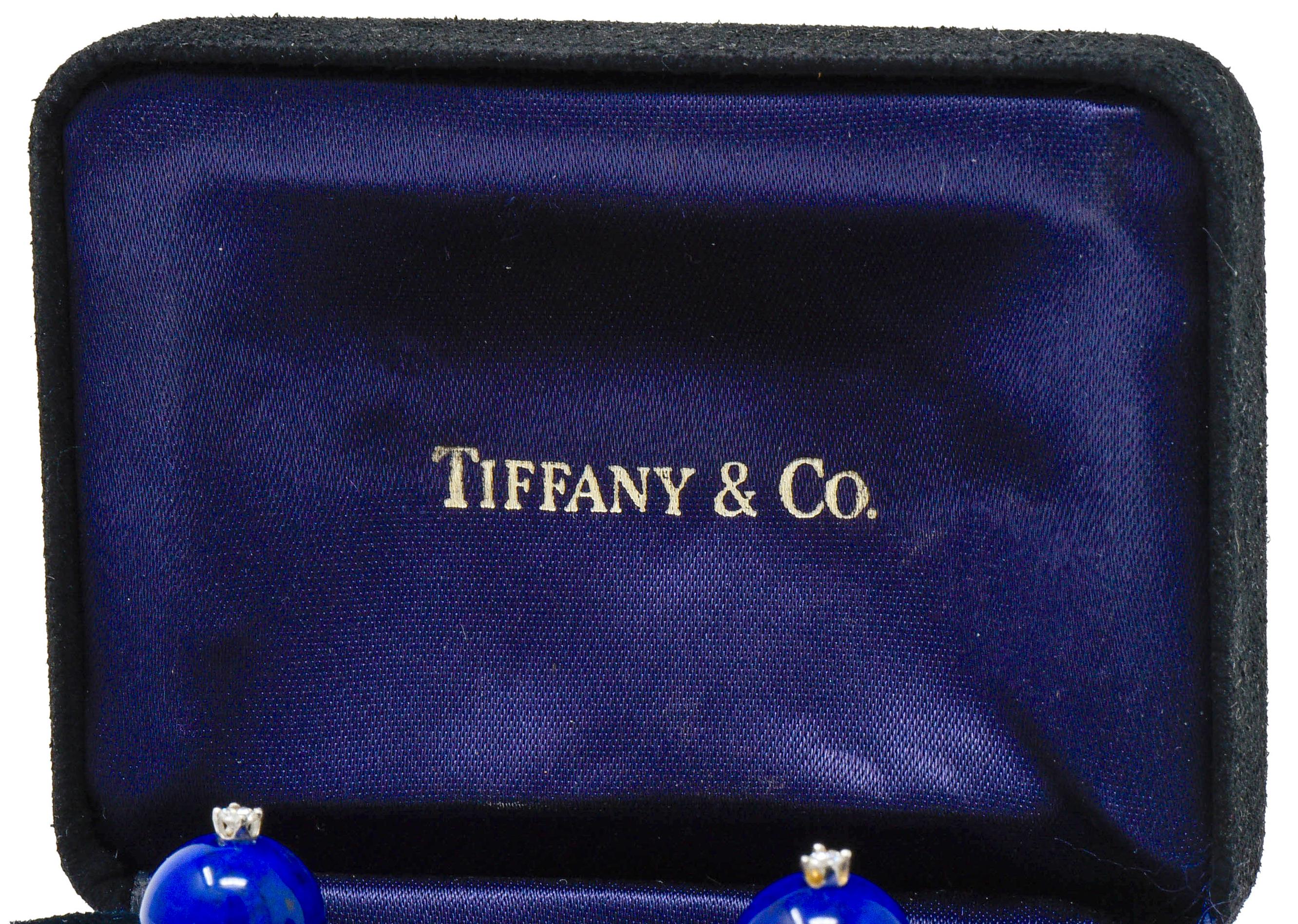 Schlumberger Tiffany & Co. Lapis Diamond 18 Karat Gold Floral Ear-Clip Earrings 4