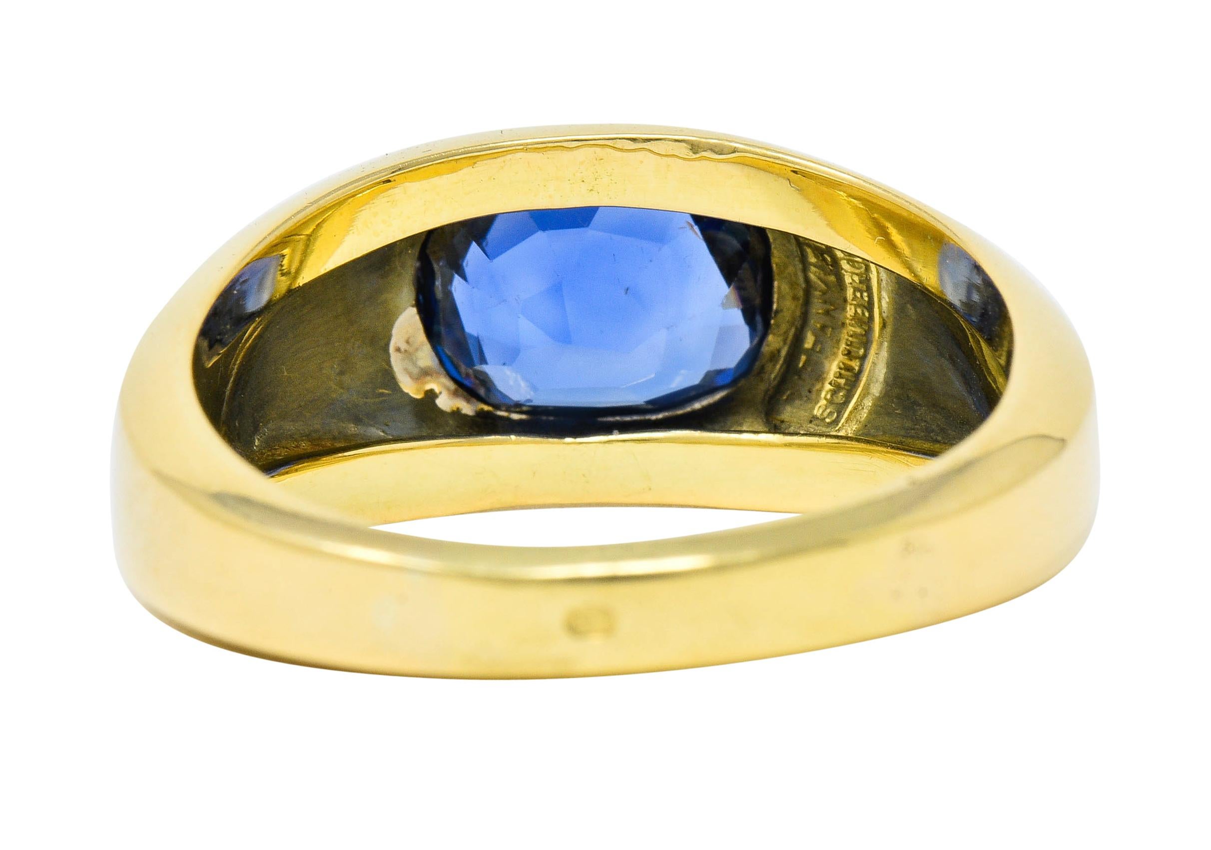 Contemporary Schlumberger Tiffany & Co. No Heat Ceylon Sapphire 18 Karat Gold Unisex Ring