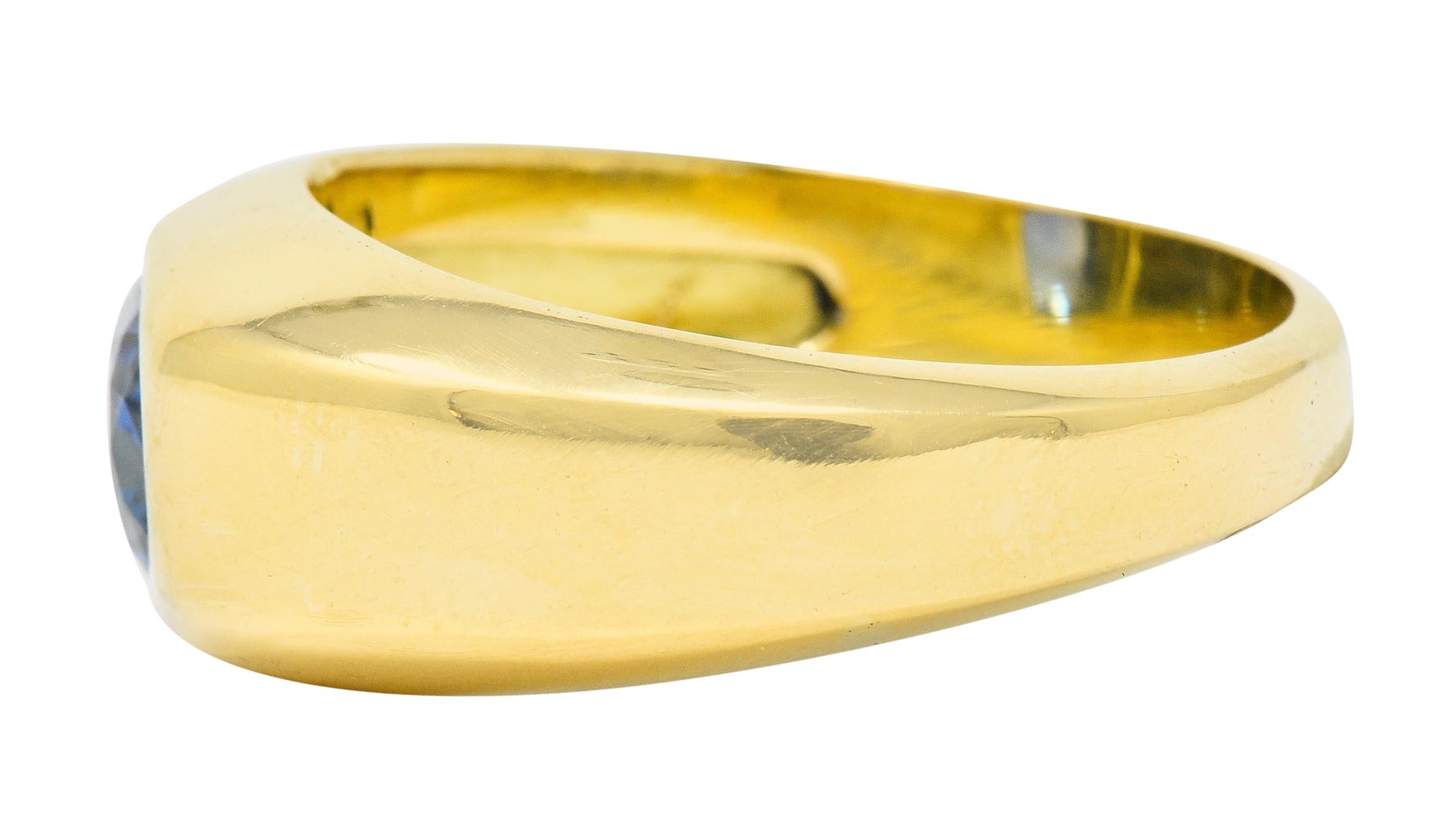 Oval Cut Schlumberger Tiffany & Co. No Heat Ceylon Sapphire 18 Karat Gold Unisex Ring
