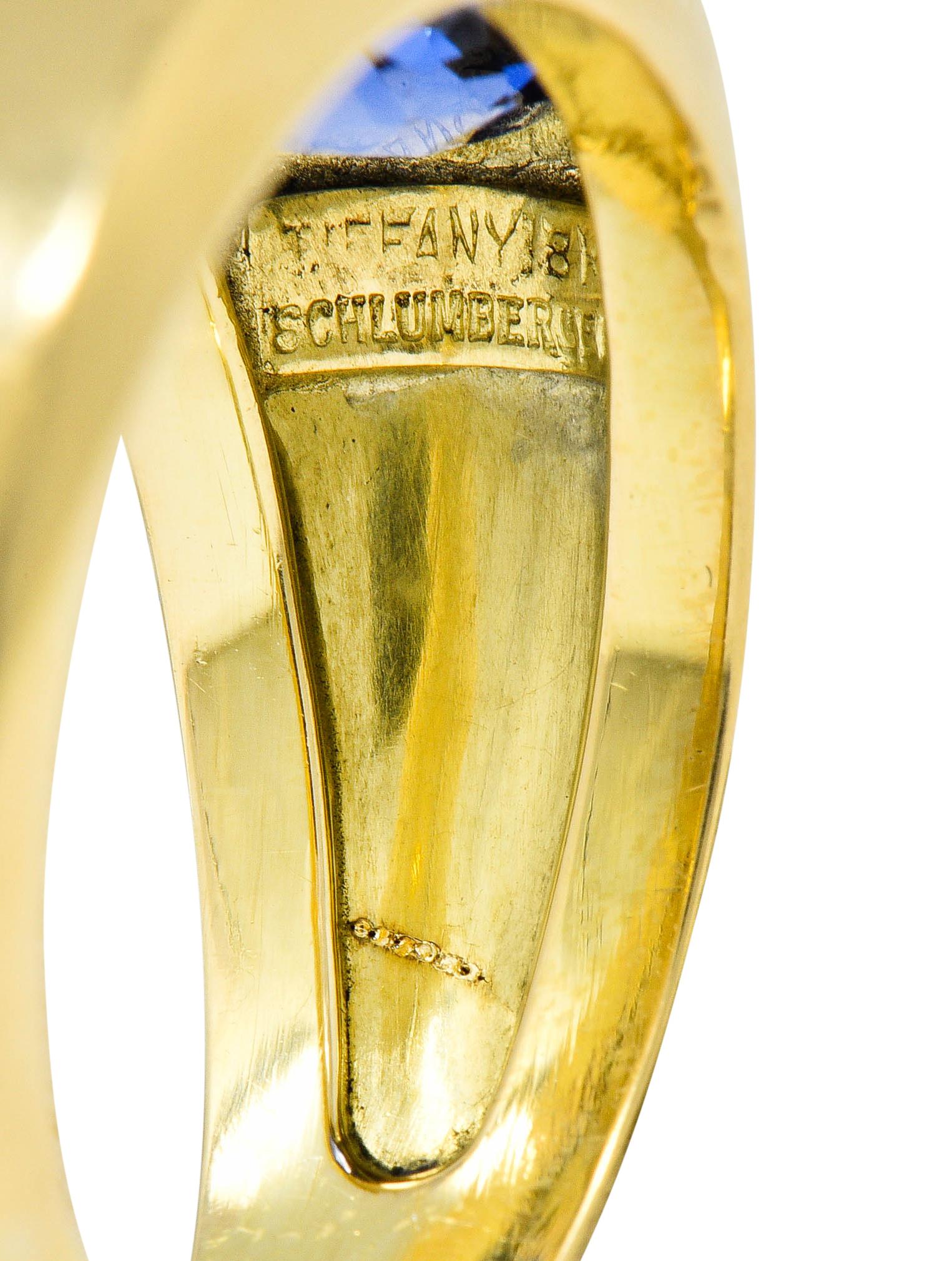 Schlumberger Tiffany & Co. No Heat Ceylon Sapphire 18 Karat Gold Unisex Ring 1