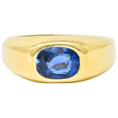 Schlumberger Tiffany & Co. No Heat Ceylon Sapphire 18 Karat Gold Unisex Ring