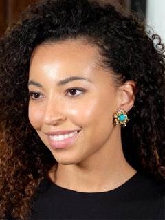 Schlumberger Tiffany & Co. Turquoise Diamond Platinum 18K Vintage Nest Earrings