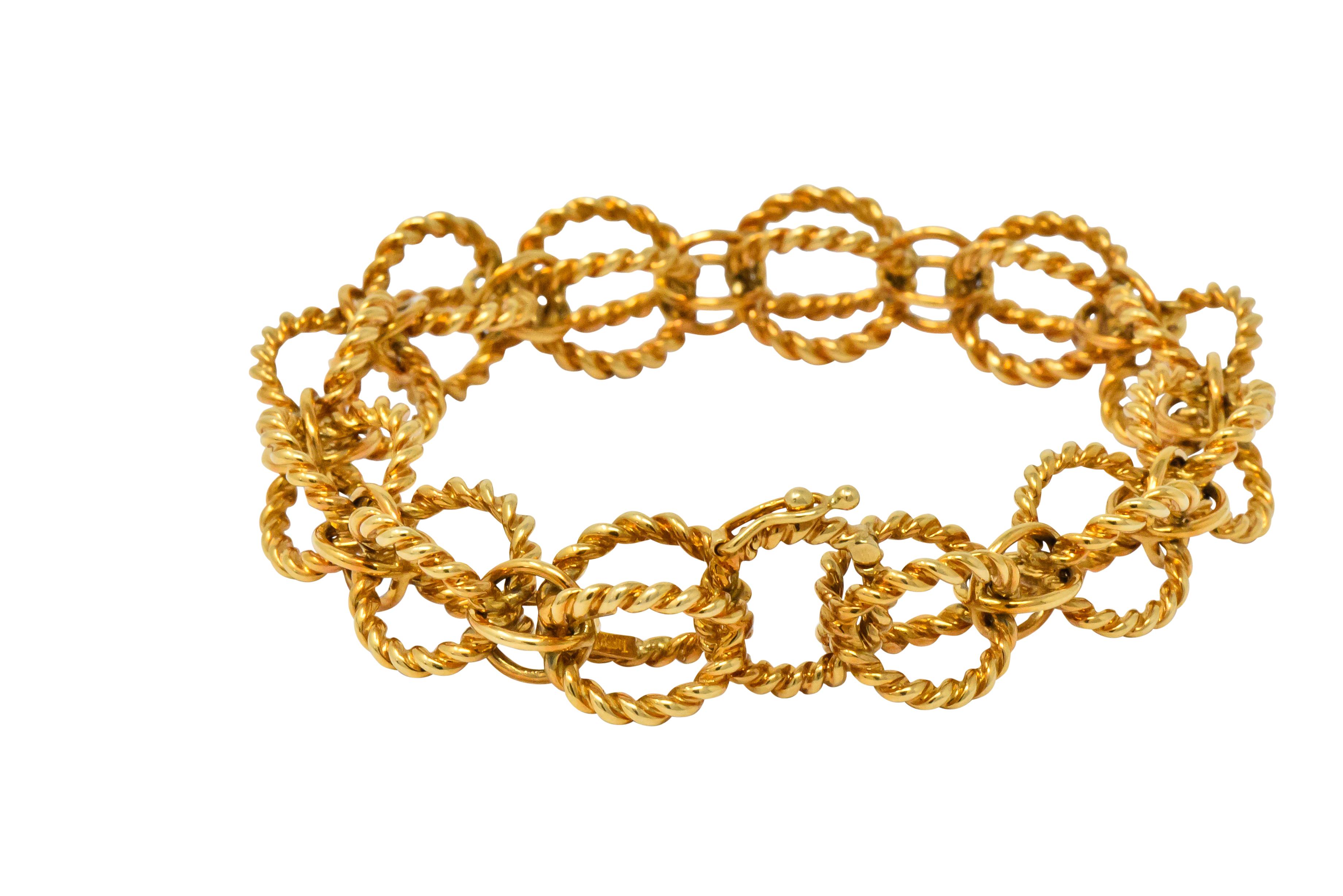 Modern Schlumberger Tiffany & Co. Vintage 18 Karat Gold Circle Rope Link Bracelet