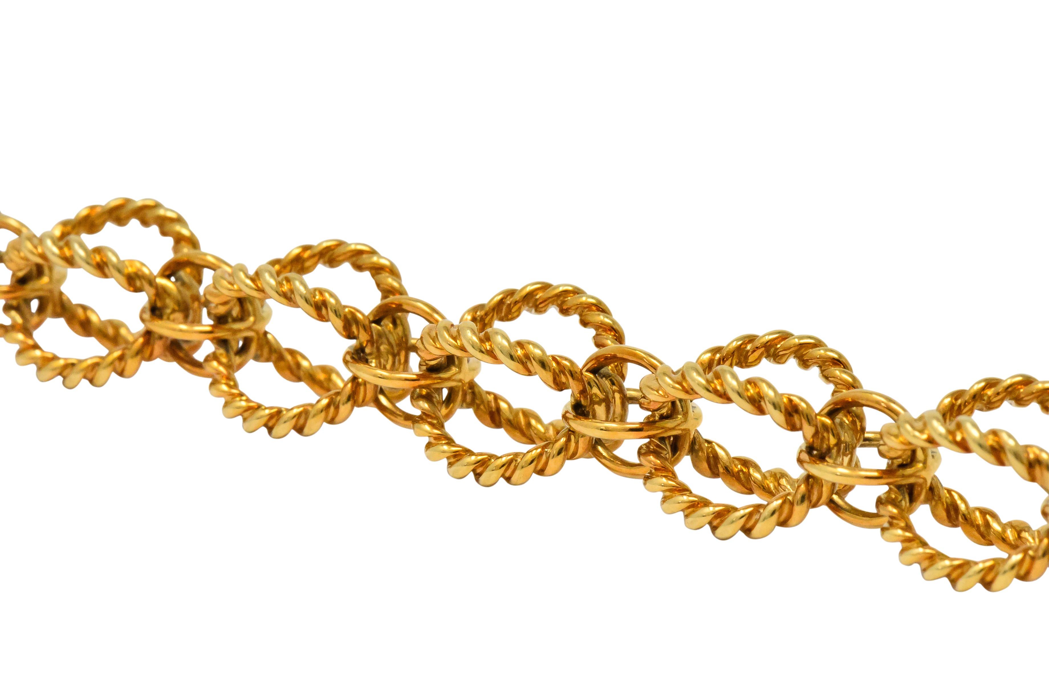 Schlumberger Tiffany & Co. Vintage 18 Karat Gold Circle Rope Link Bracelet In Excellent Condition In Philadelphia, PA