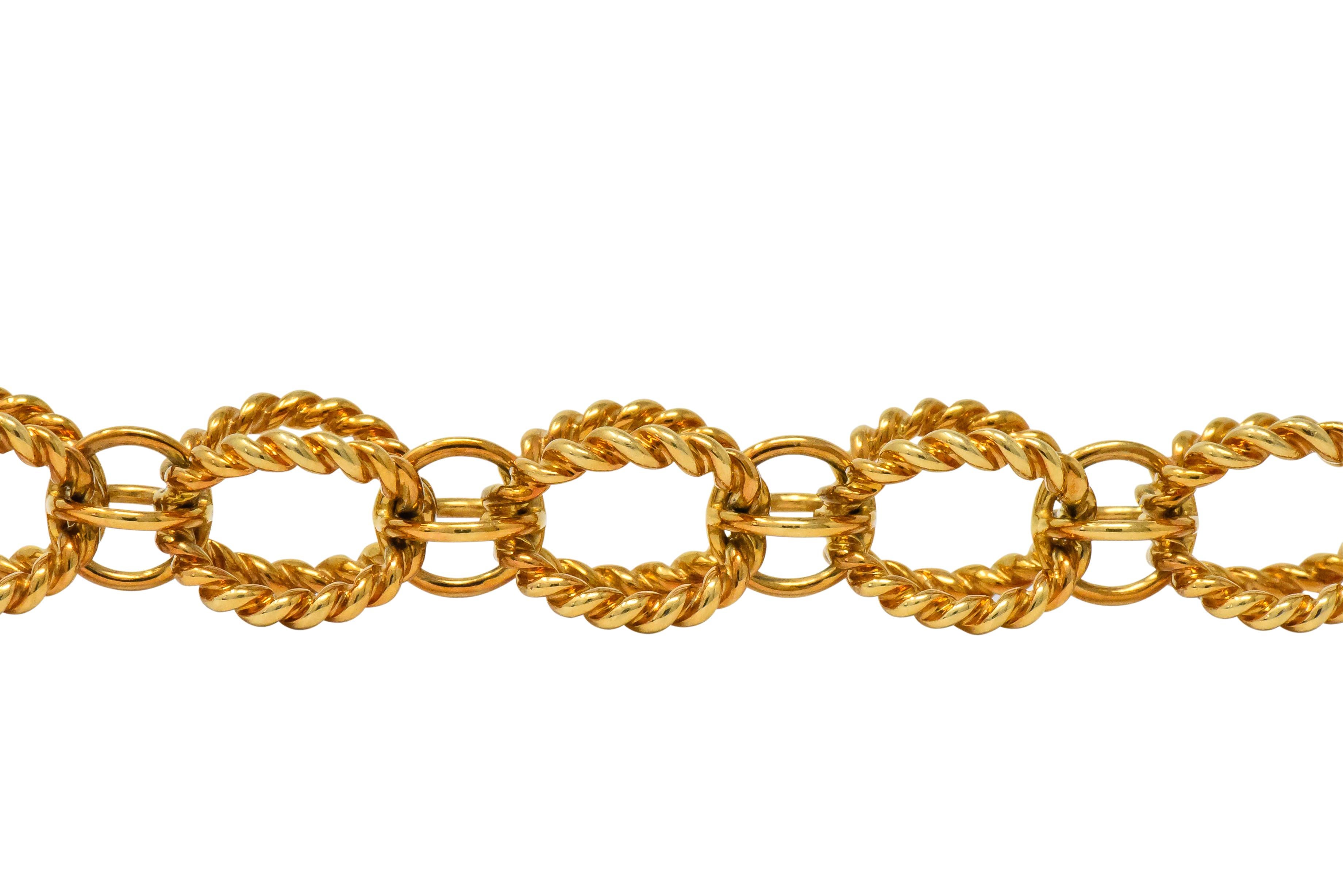Women's or Men's Schlumberger Tiffany & Co. Vintage 18 Karat Gold Circle Rope Link Bracelet