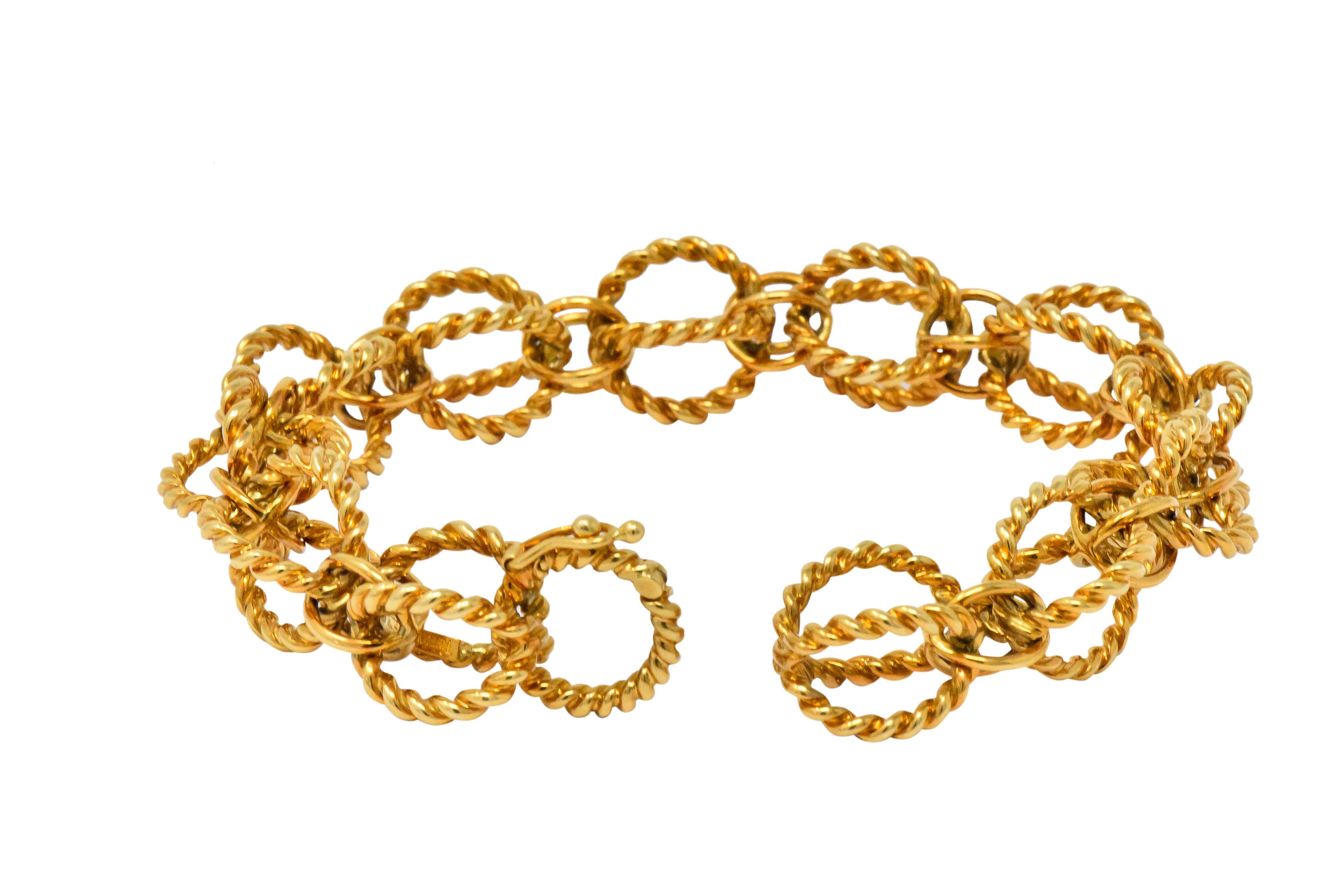Schlumberger Tiffany & Co. Vintage 18 Karat Gold Circle Rope Link Bracelet 3