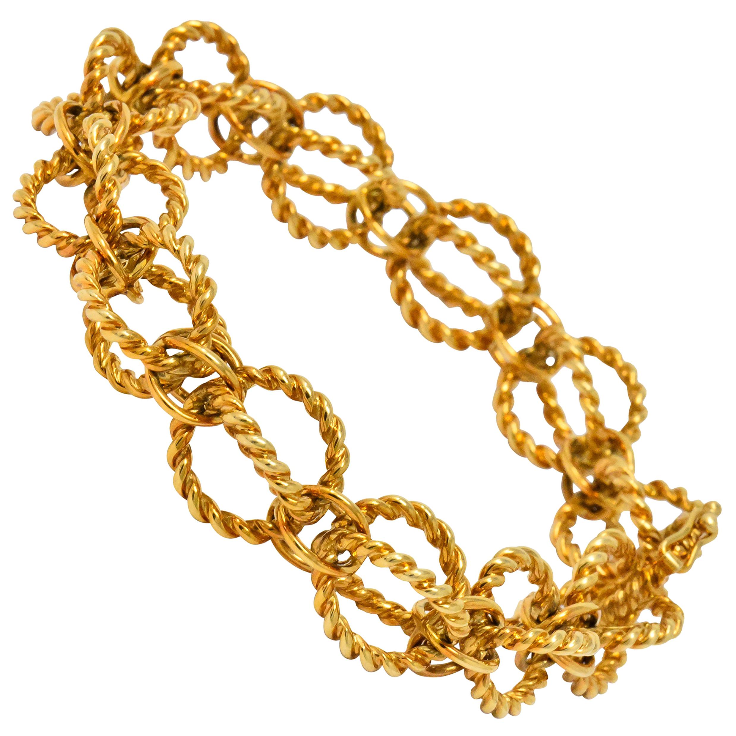 Schlumberger Tiffany & Co. Vintage 18 Karat Gold Circle Rope Link Bracelet
