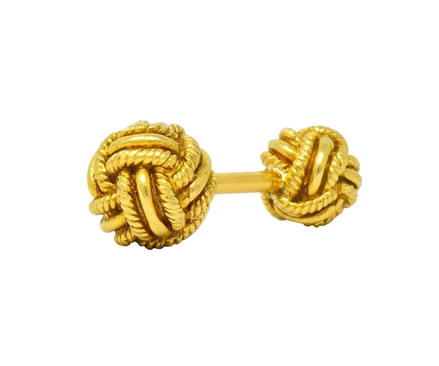 Contemporary Schlumberger Tiffany & Co. Vintage 18 Karat Gold Men's Knot Cufflinks circa 1980