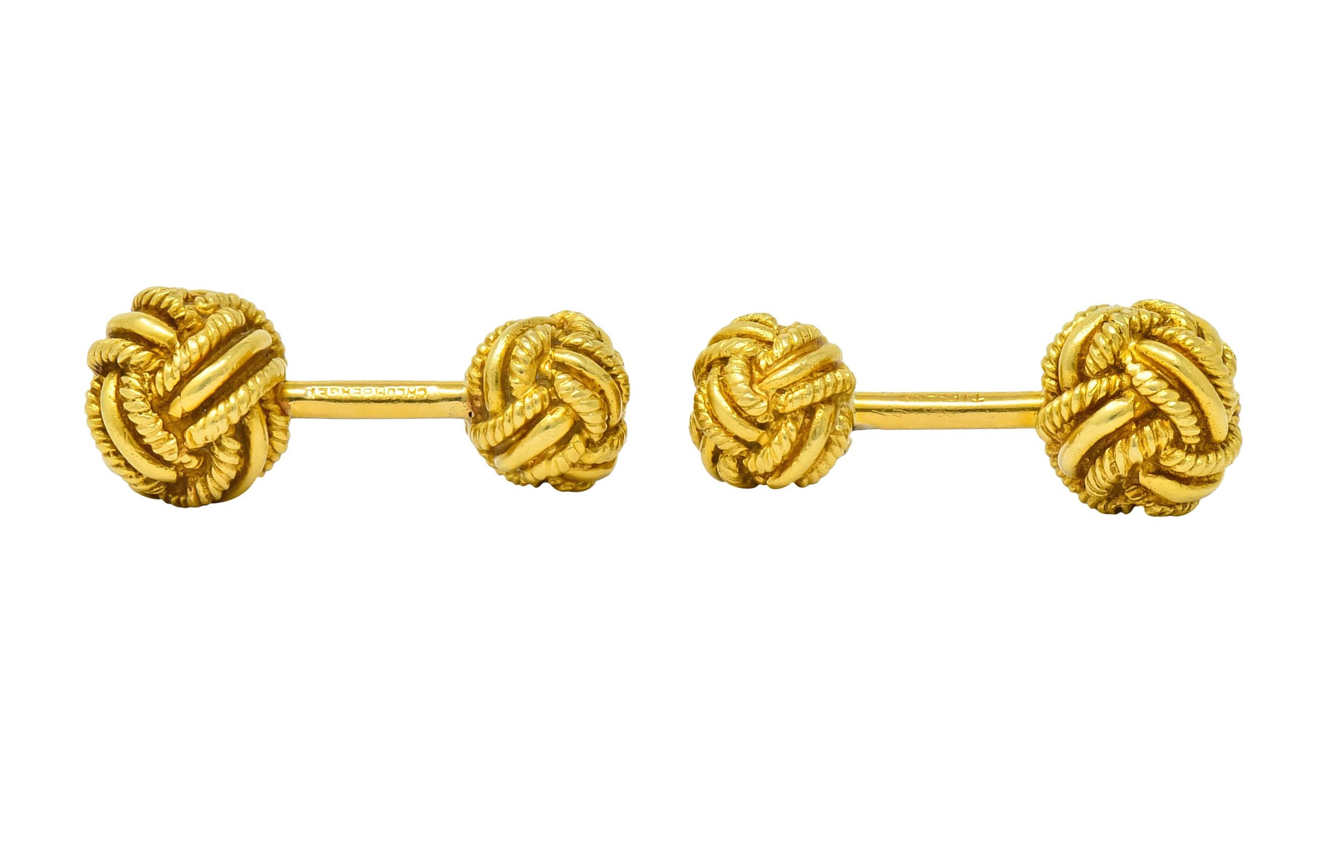 Schlumberger Tiffany & Co. Vintage 18 Karat Gold Men's Knot Cufflinks circa 1980 In Excellent Condition In Philadelphia, PA