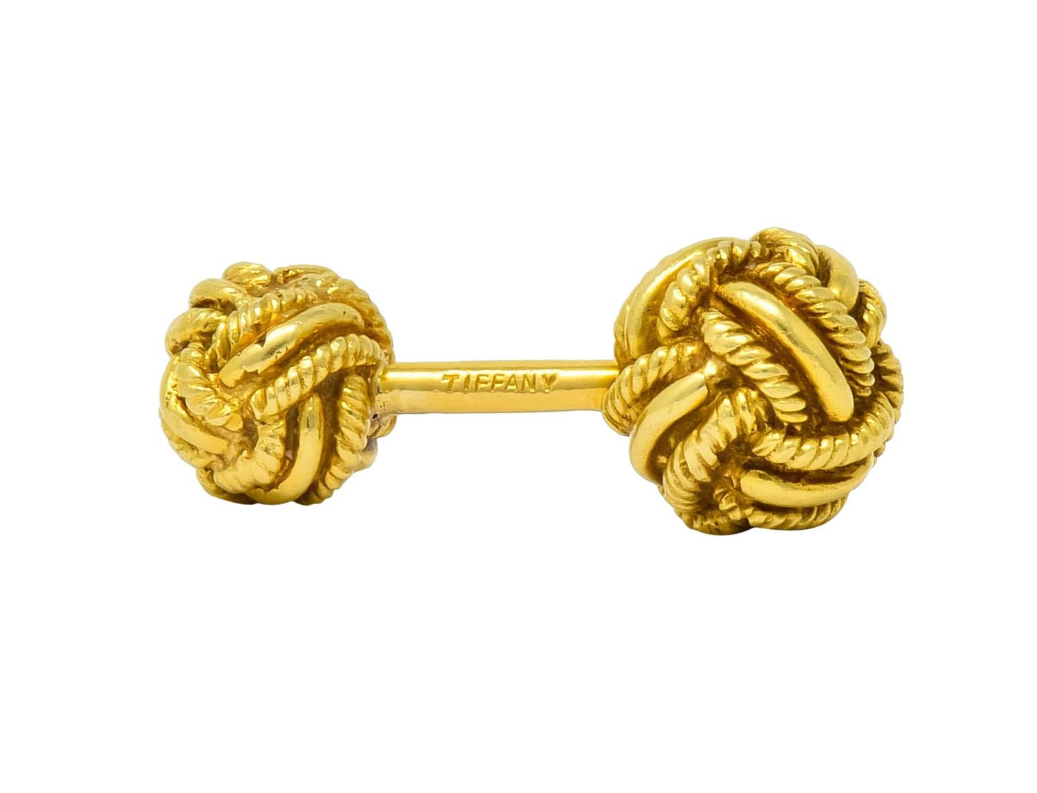Schlumberger Tiffany & Co. Vintage 18 Karat Gold Men's Knot Cufflinks circa 1980 1