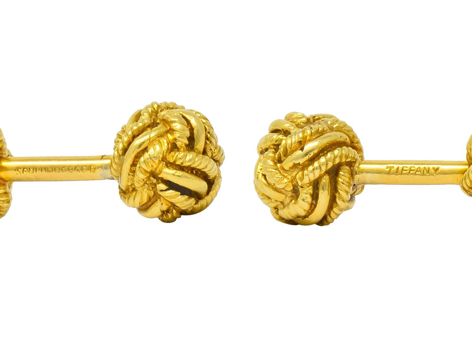Schlumberger Tiffany & Co. Vintage 18 Karat Gold Men's Knot Cufflinks circa 1980 2