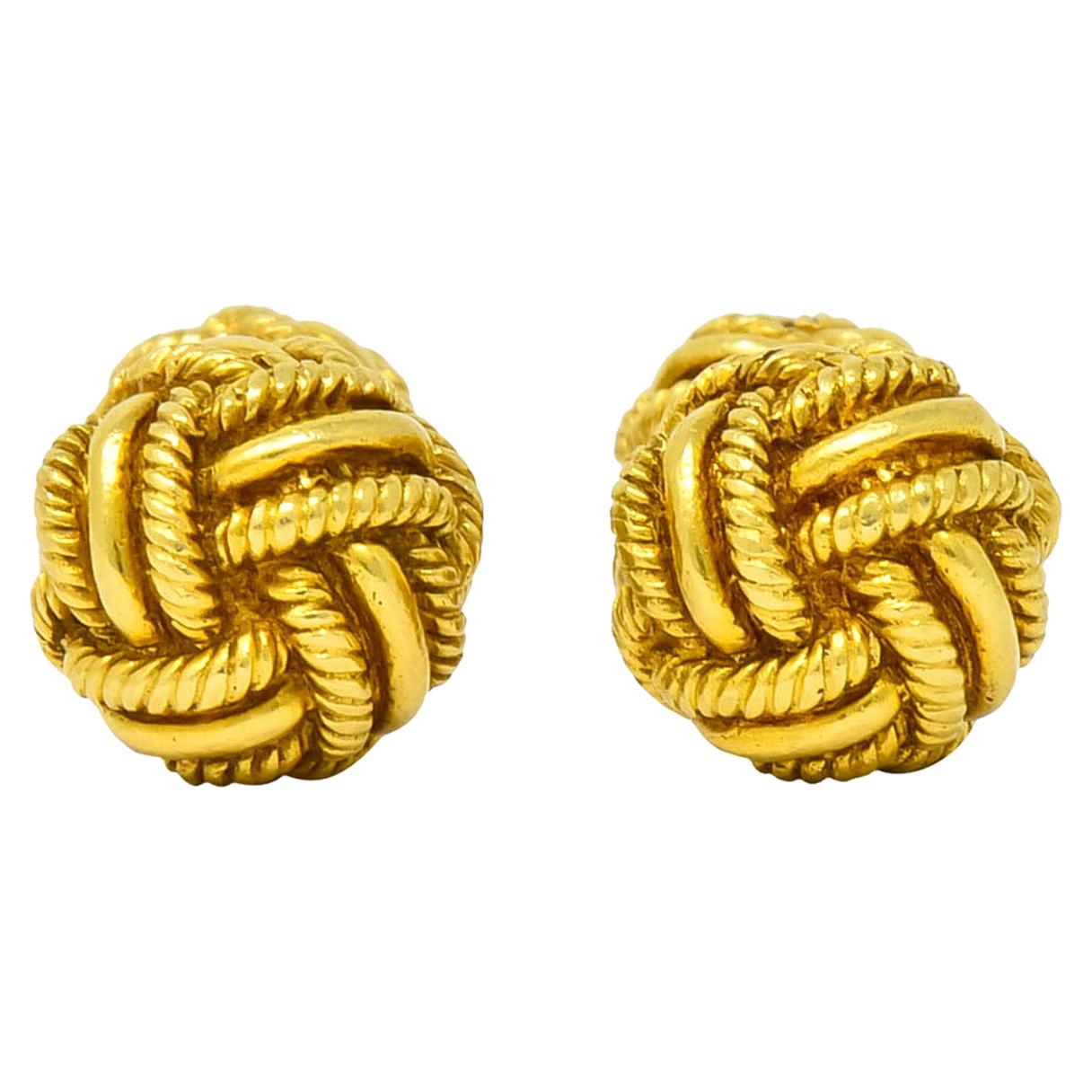 Schlumberger Tiffany & Co. Vintage 18 Karat Gold Men's Knot Cufflinks circa 1980