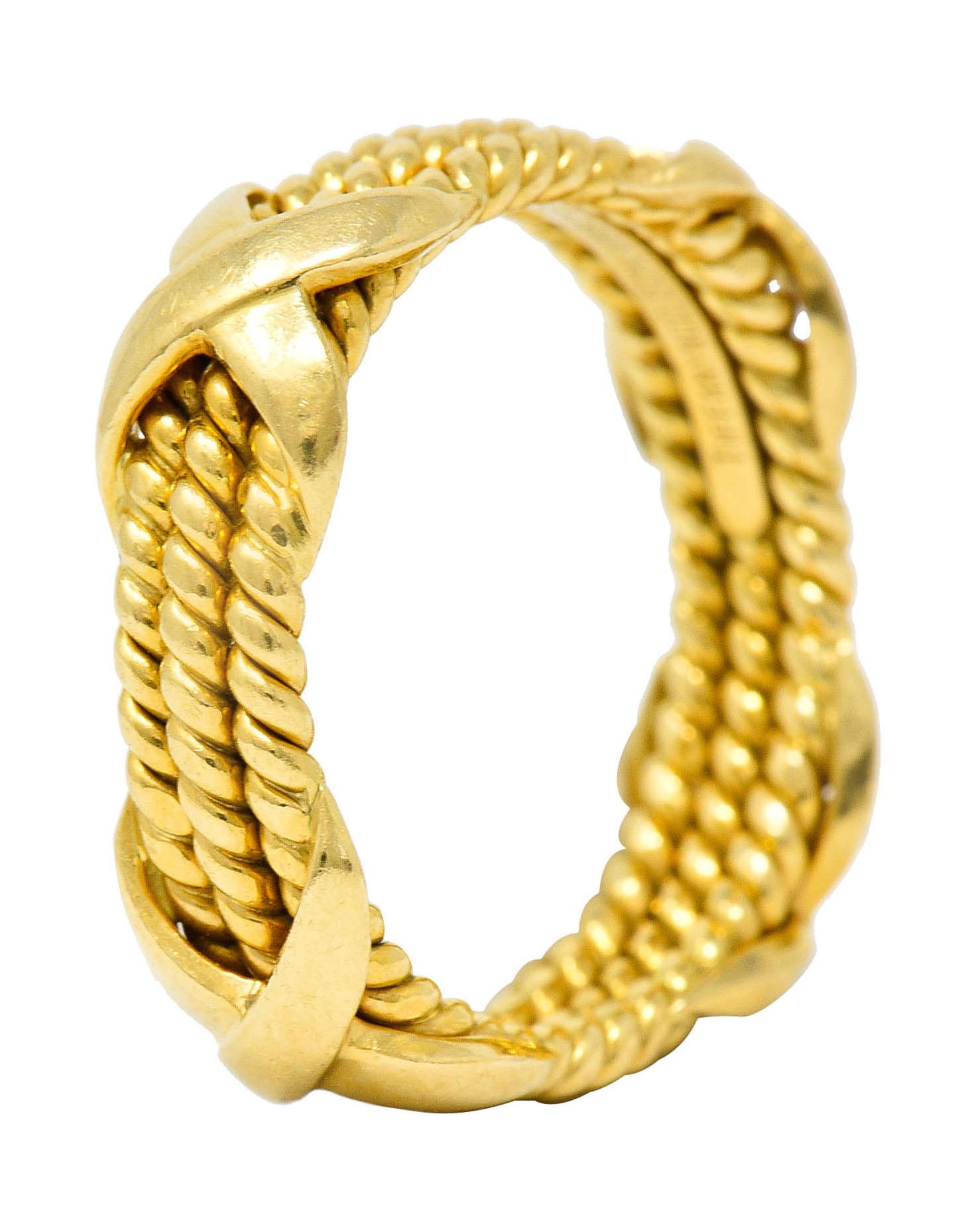 Contemporary Schlumberger Tiffany & Co. Vintage 18 Karat Gold Twisted Rope X Band Ring
