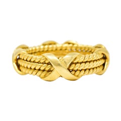 Schlumberger Tiffany & Co. Retro 18 Karat Gold Twisted Rope X Band Ring