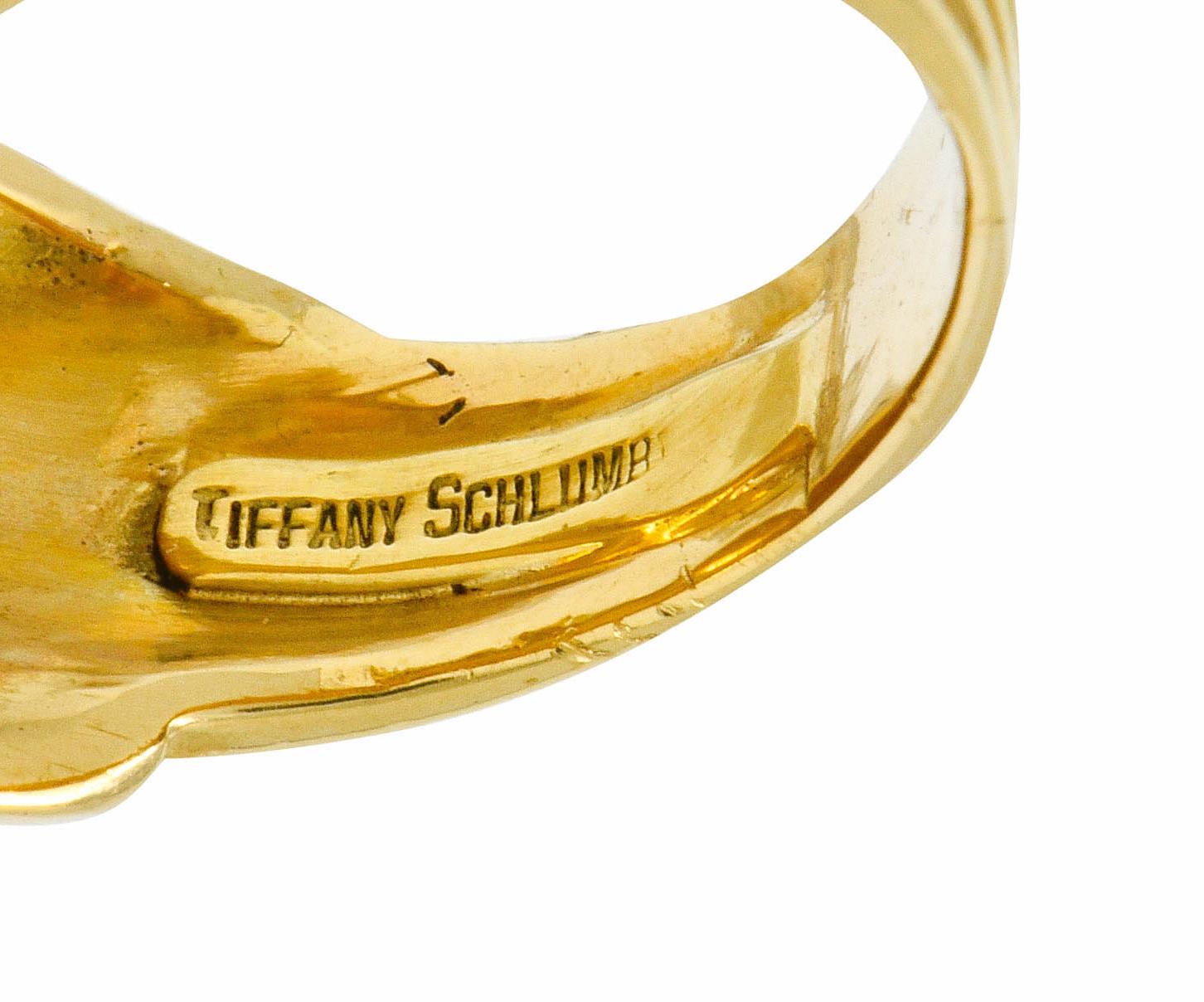 Schlumberger Tiffany & Co. Vintage Enamel 18 Karat Gold Woven Knot Ring In Excellent Condition In Philadelphia, PA