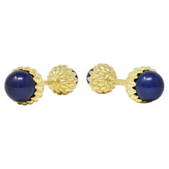 Schlumbreger Tiffany & Co. Acorn Lapis Lazuli 18 Karat Gold Vintage Cufflinks