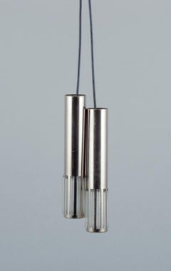 Schmahl & Schulz. Pair of ceiling pendants in stainless steel and acrylic glass