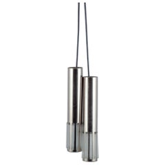 Schmahl & Schulz. Pair of ceiling pendants in stainless steel and acrylic glass