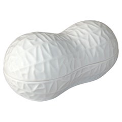 Schmid Design White Ceramic Peanut Trinket Decorative Box, Keepsake, Jewelry Box
